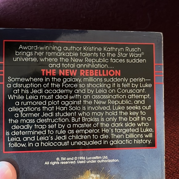Paperback Book, Star Wars Legends, The New Rebellion, By Kristine Kathryn Busch - Picture 4 of 6